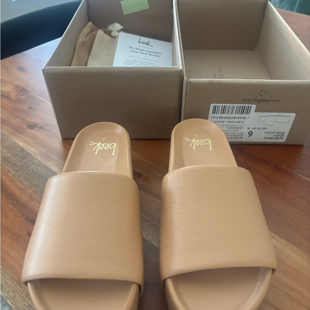 Beek Albatross Leather Platform Slides